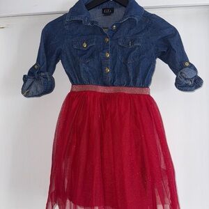 2/$15 Lilt Denim and Red Kids Dress